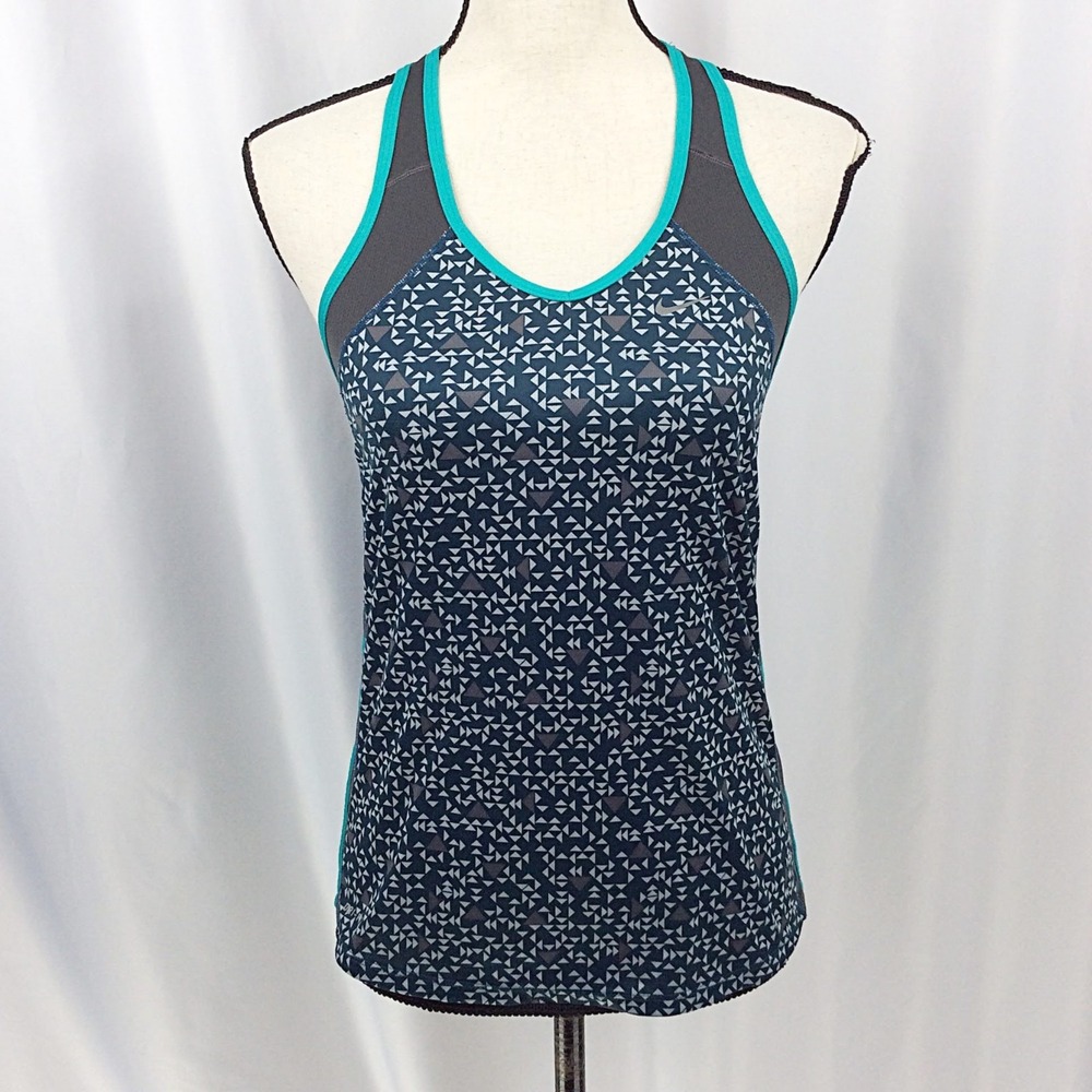 Nike Dri-Fit Racerback Tank Top Women's Size Small Teal Gray Lightweight